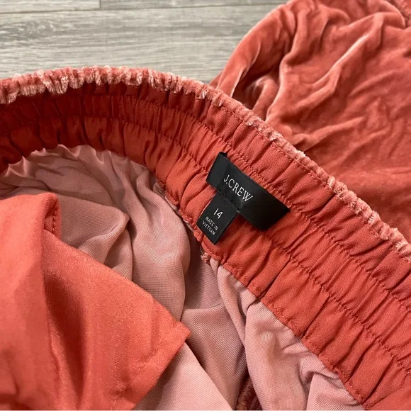 J Crew Velvet Jogger Pants Orange Peach Women Size 14 - Picture 3 of 6